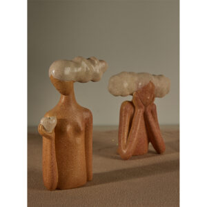 CHEVEU PINK 2 ΔΙΑΚΟΣΜΗΤΙΚΗ ΦΙΓΟΥΡΑ 16x7x29 POLYRESIN TERRACOTTA ΓΚΡΙ