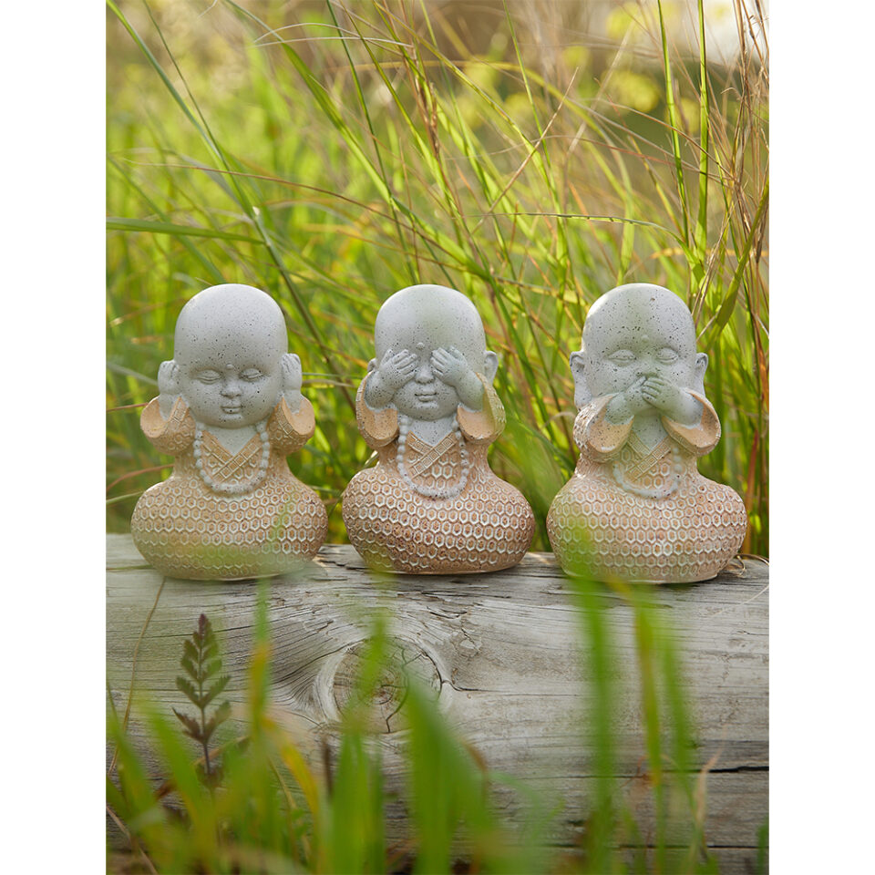 BULU ΔΙΑΚΟΣΜΗΤΙΚΟ ΒΟΥΔΑΣ SET 3ΤΜΧ 10x8x13 POLYRESIN TERRACOTTA ΓΚΡΙ