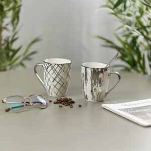 CHIC ΚΟΥΠΑ 8x8x11 NEW BONE CHINA ΛΕΥΚΟ SILVER