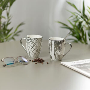 CHIC ΚΟΥΠΑ 8x8x11 NEW BONE CHINA ΛΕΥΚΟ SILVER