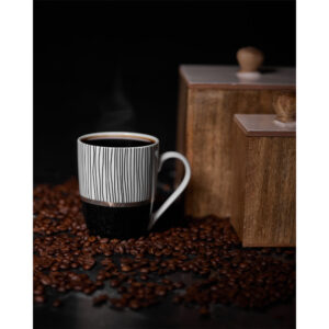 CITY ΚΟΥΠΑ 8x8x11 NEW BONE CHINA ΛΕΥΚΟ ΜΑΥΡΟ ΧΡΥΣΟ