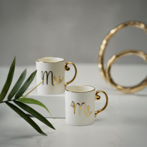 MR LOVE ΚΟΥΠΑ 8x8x9 NEW BONE CHINA ΛΕΥΚΟ ΧΡΥΣΟ