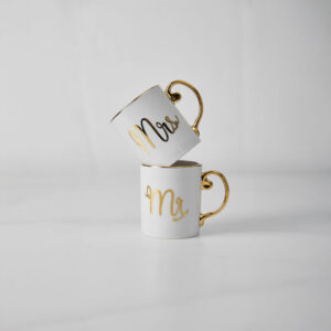 MRS LOVE ΚΟΥΠΑ 8x8x9 NEW BONE CHINA ΛΕΥΚΟ ΧΡΥΣΟ
