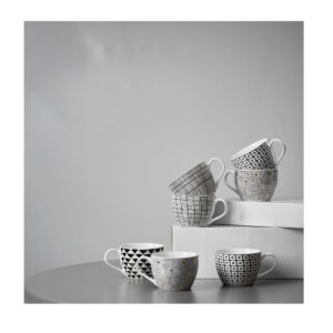 SERAX ΚΟΥΠΑ 11x11x8 NEW BONE CHINA ΛΕΥΚΟ ΜΑΥΡΟ