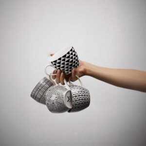 SERAX ΚΟΥΠΑ 11x11x8 NEW BONE CHINA ΛΕΥΚΟ ΜΑΥΡΟ