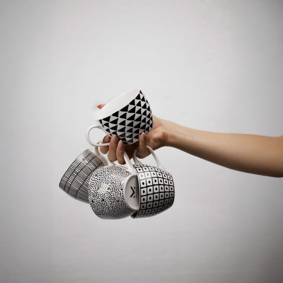 SERAX ΚΟΥΠΑ 11x11x8 NEW BONE CHINA ΛΕΥΚΟ ΜΑΥΡΟ