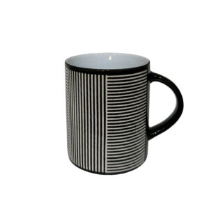 LINES DARK ΚΟΥΠΑ 8x8x10 STONEWARE ΜΑΥΡΟ ΛΕΥΚΟ
