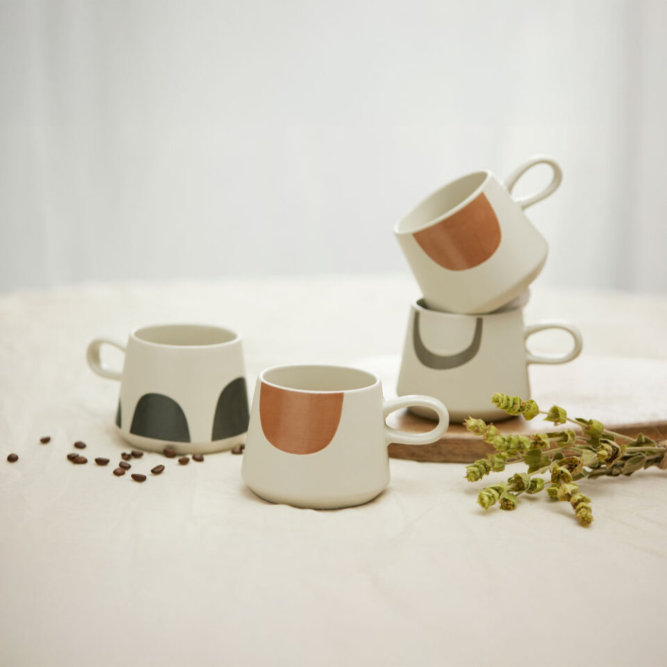 SCANDI ΚΟΥΠΑ 8x8x8 NEW BONE CHINA ΛΕΥΚΟ ΓΚΡΙ ΑΝΟΙΧΤΟ