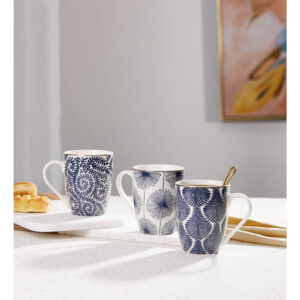 FLEUR ΚΟΥΠΑ 8x8x11 NEW BONE CHINA ΛΕΥΚΟ ΜΠΛΕ ΧΡΥΣΟ