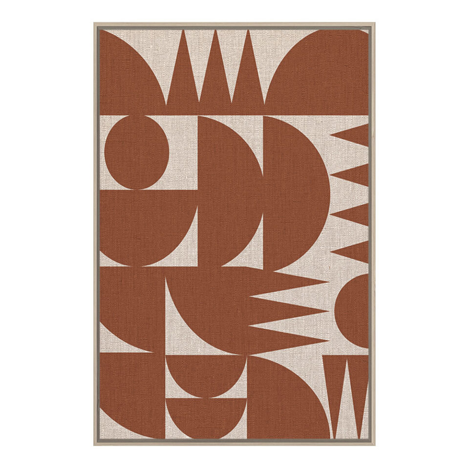 GEOMETRIC CUBISM ΠΙΝΑΚΑΣ ΔΙΑΚΟΣΜΗΣΗΣ 83x123x4cm ΚΑΜΒΑΣ TERRACOTTA ΞΥΛΟ ΦΥΣΙΚΟ