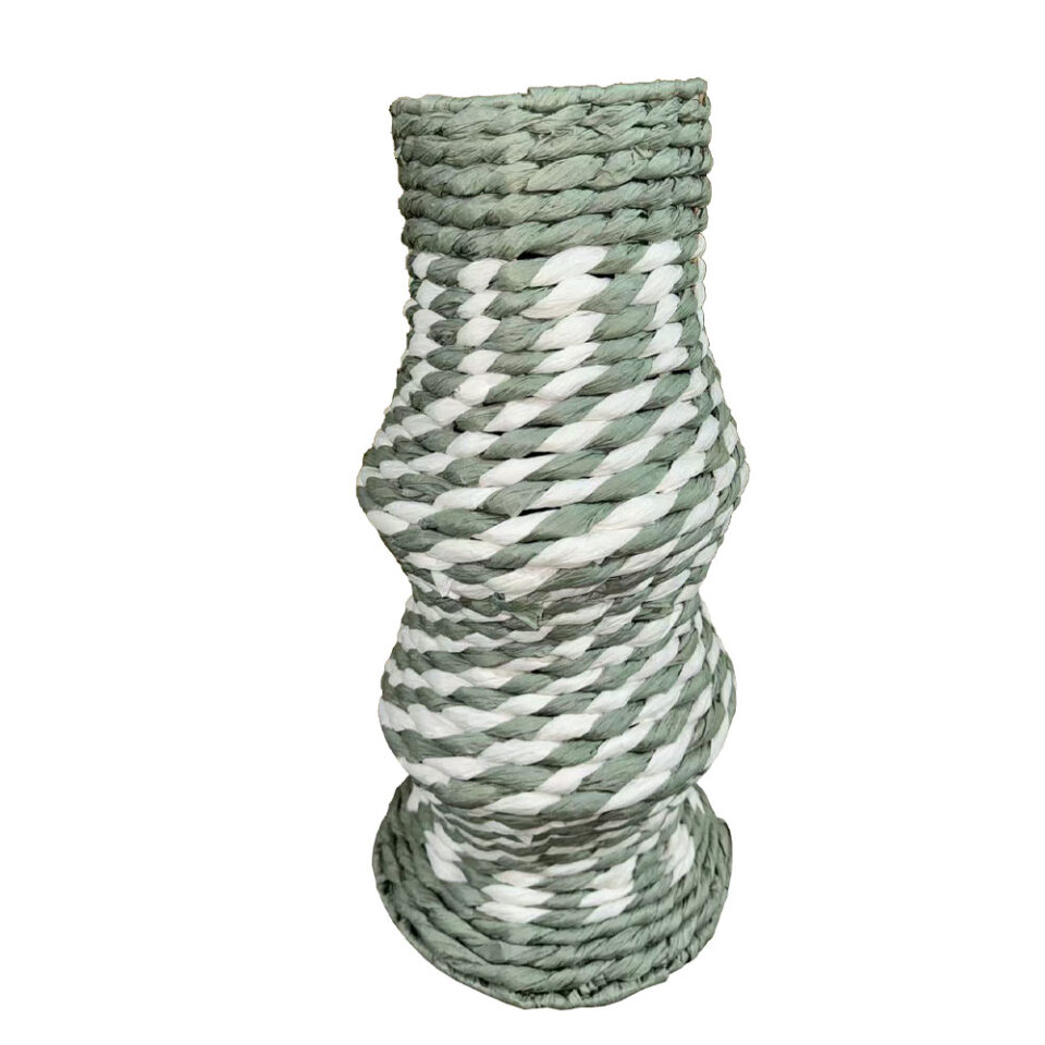 KEA ΒΑΖΟ ΜΕ ΚΑΠΑΚΙ PAPER ROPE ΦΥΣΙΚΟ ΛΕΥΚΟ ΜΕΝΤΑ 12x12x35