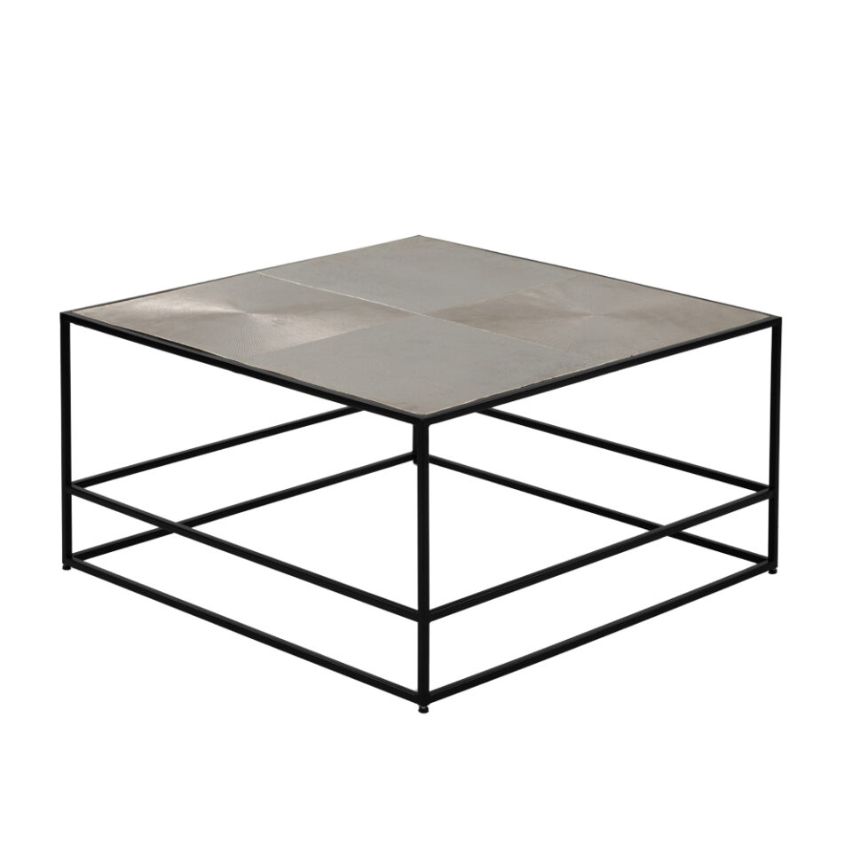 HADSTON COFFEE TABLE ΑΣΗΜΙ ΜΑΥΡΟ 80x80x40