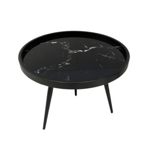 MARM COFFEE TABLE ΜΑΥΡΟ ΜΕ PATTERN ΜΑΥΡΟ 60x60x45