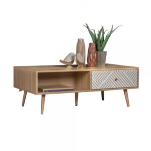 TRIANGLE COFFEE TABLE SONOMA ΜΕ PATTERN ΜΑΥΡΟ 110x60xH40cm