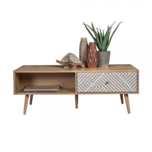 TRIANGLE COFFEE TABLE SONOMA ΜΕ PATTERN ΜΑΥΡΟ 110x60xH40cm