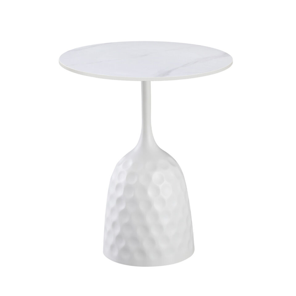 SNOW SIDE TABLE ΛΕΥΚΟ ΜΕ ΟΨΗ ΜΑΡΜΑΡΟΥ ΛΕΥΚΟ 50x50x61cm