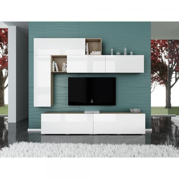 SIGMA ΣΥΝΘΕΤΟ SONOMA ΣΚΟΥΡΟ ΛΕΥΚΟ HIGH GLOSS 240x40xH210cm