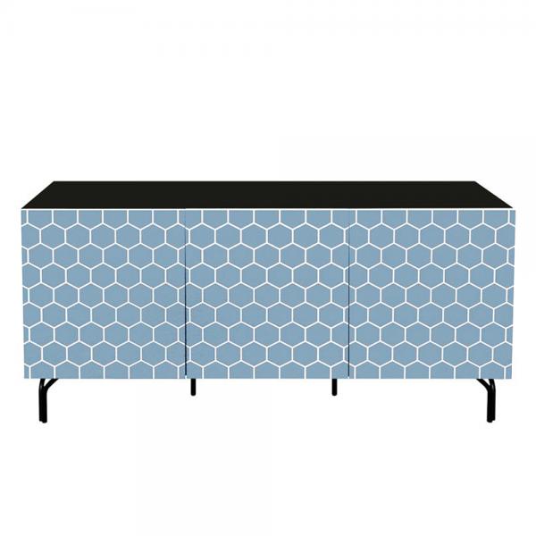 BEE ΜΠΟΥΦΕΣ ΜΠΛΕ ΜΕ PATTERN ΜΑΥΡΟ 140x40xH70cm