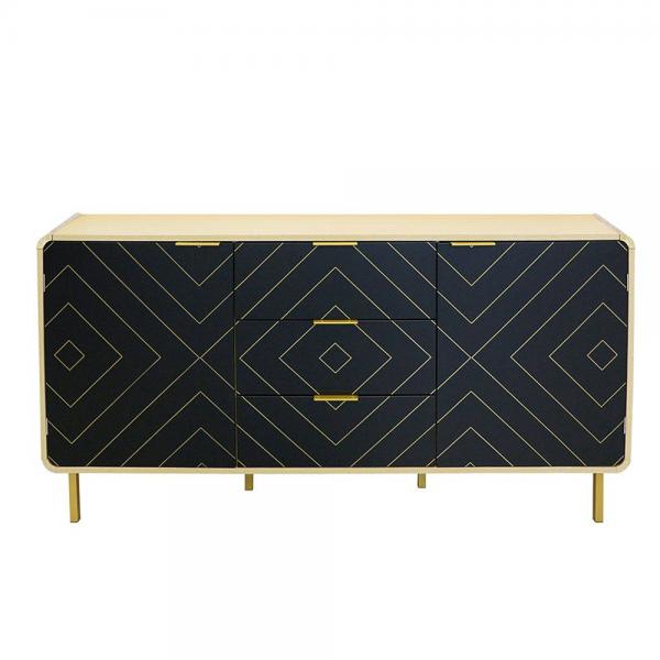 DIAMOND ΜΠΟΥΦΕΣ ΜΑΥΡΟ ΜΕ PATTERN SONOMA 140x40xH80cm