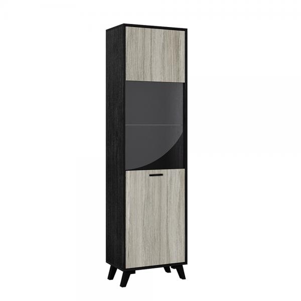 ELVIS ΒΙΤΡΙΝΑ ΜΑΥΡΟ OAK ΓΚΡΙ OAK 53,5x33xH191,5cm