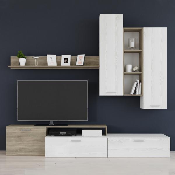 BALANCE ΣΥΝΘΕΤΟ SONOMA ΣΚΟΥΡΟ ΛΕΥΚΟ OAK 240x44xH190cm