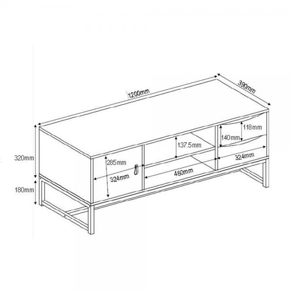 EDGE TV STAND ΜΑΥΡΟ SONOMA 120x39xH50cm