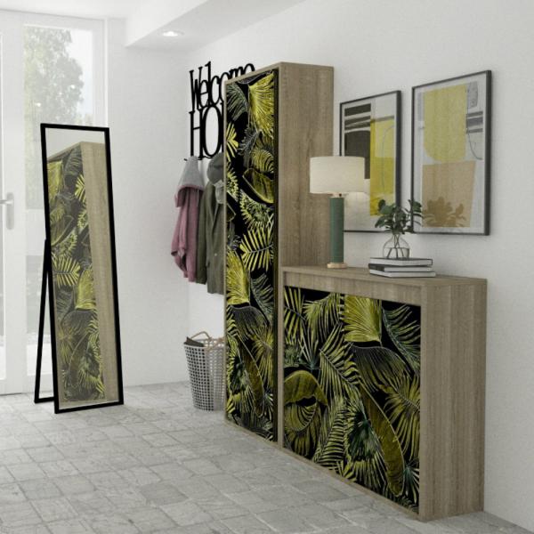 JUNGLE ΚΟΜΟΤΑ-ΠΑΠΟΥΤΣΟΘΗΚΗ 2ΠΟΡΤΕΣ SONOMA ΣΚΟΥΡΟ JUNGLE 101,2x40xH84cm