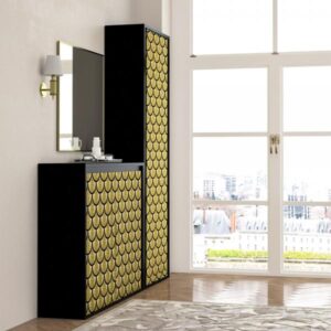 GOLDFISH ΚΟΜΟΤΑ-ΠΑΠΟΥΤΣΟΘΗΚΗ 2ΠΟΡΤΕΣ ΜΑΥΡΟ OAK ΜΕ PATTERN 101,2x40xH84cm