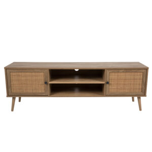 AMMOS TV STAND 2ΠΟΡΤΕΣ ΦΥΣΙΚΟ ΜΕ RATTAN 150x39x49