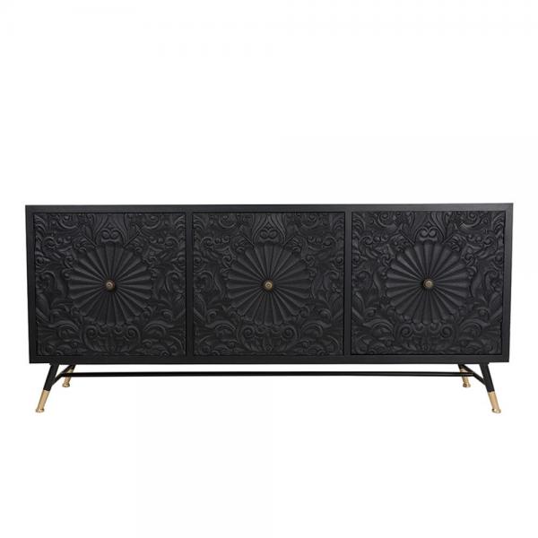 MARGARET ΜΠΟΥΦΕΣ 3ΠΟΡΤΕΣ ΜΑΥΡΟ ΧΡΥΣΟ 180x40xH80cm