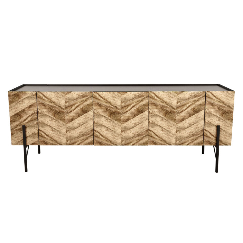 PARKE TV STAND ΜΑΥΡΟ ΦΥΣΙΚΟ ΜΕ PATTERN 160x43x60