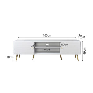 ZIZEL TV STAND 2ΠΟΡΤΕΣ ΛΕΥΚΟ ΜΕ PATTERN ΧΡΥΣΟ 160x39x49
