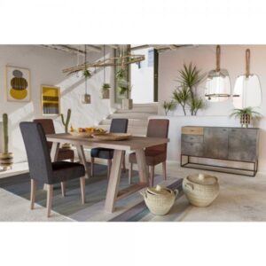 DELTA ΜΠΟΥΦΕΣ CEMENT DARK OAK 136x41xH82cm