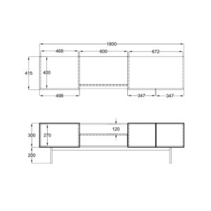 GROOVES TV STAND 3ΠΟΡΤΕΣ 1ΣΥΡΤΑΡΙ ΚΑΡΥΔΙ ΓΚΡΙ 180x40x50