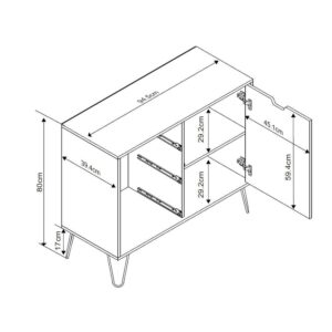 ARTIC ΚΟΜΟΤΑ SONOMA ΓΚΡΙ ΛΕΥΚΟ 94.5x40x79.9