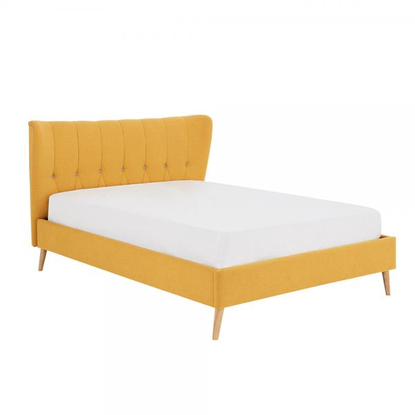 BUTTON ΚΡΕΒΑΤΙ (ΓΙΑ ΣΤΡΩΜΑ 160x200cm) ΚΙΤΡΙΝΟ 222x193xH100cm