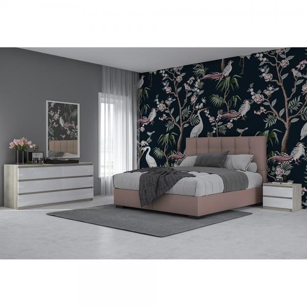 PIANO ΚΡΕΒΑΤΙ ΜΕ ΑΠΟΘΗΚ. ΧΩΡΟ (ΓΙΑ ΣΤΡΩΜΑ 160x200cm) DUSTY PINK 207x165xH120cm