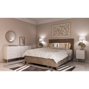 ZIZEL ΚΟΜΟΔΙΝΟ 2ΣΥΡΤΑΡΙΑ ΛΕΥΚΟ ΜΕ PATTERN ΧΡΥΣΟ 40x35x59