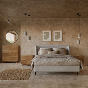 TEDDY ΚΡΕΒΑΤΙ (ΓΙΑ ΣΤΡΩΜΑ 160x200cm) ΓΚΡΙ ΑΝΟΙΧΤΟ 221x171.5x111