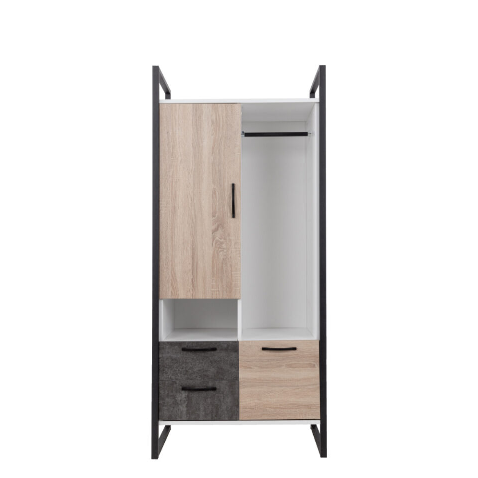 MY HOME 80 ΝΤΟΥΛΑΠΑ SONOMA CEMENT ΣΚΟΥΡΟ 80x50xH180cm