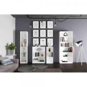 BIBLIOTECA 40 ΒΙΒΛΙΟΘΗΚΗ ΨΗΛΗ ΛΕΥΚΟ OAK 40x27xH180cm