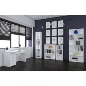 BIBLIOTECA 40 ΒΙΒΛΙΟΘΗΚΗ ΨΗΛΗ ΛΕΥΚΟ OAK 40x27xH180cm