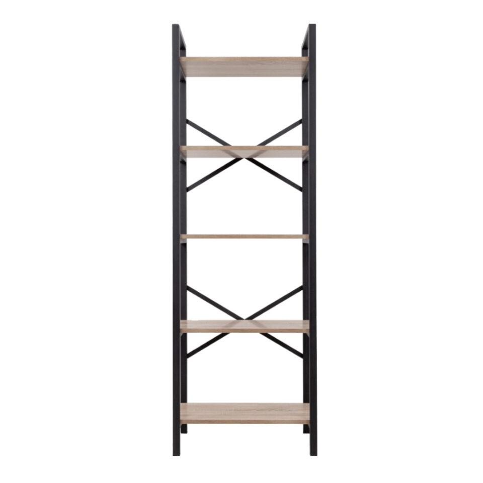MURO ΒΙΒΛΙΟΘΗΚΗ 5ΡΑΦΙΑ SONOMA ΜΑΥΡΟ 60x34xH180cm