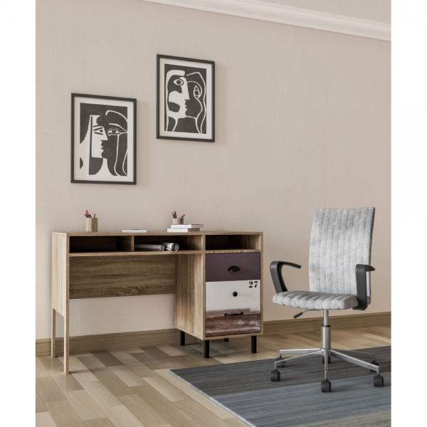NUMBER ΓΡΑΦΕΙΟ 1ΠΟΡΤΑ SONOMA ΛΕΥΚΟ ΓΚΡΙ 120x48xH75cm