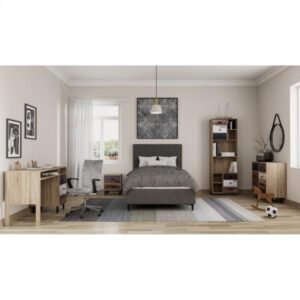 NUMBER ΓΡΑΦΕΙΟ 1ΠΟΡΤΑ SONOMA ΛΕΥΚΟ ΓΚΡΙ 120x48xH75cm