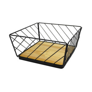 ΦΡΟΥΤΙΕΡΑ ΜΕΤΑΛΛΙΚΗ ΜΑΥΡΗ ΜΕ ΞΥΛΟ 23x23x11εκ.