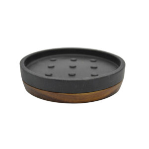 ΣΑΠΟΥΝΟΘΗΚΗ ΠΟΛΥΕΣΤΕΡΙΚΗ ΜΑΥΡΗ ΠΕΤΡΑ ΜΕ ΞΥΛΟ ΑΚΑΚΙΑΣ 12,1x12,1x2,8εκ.