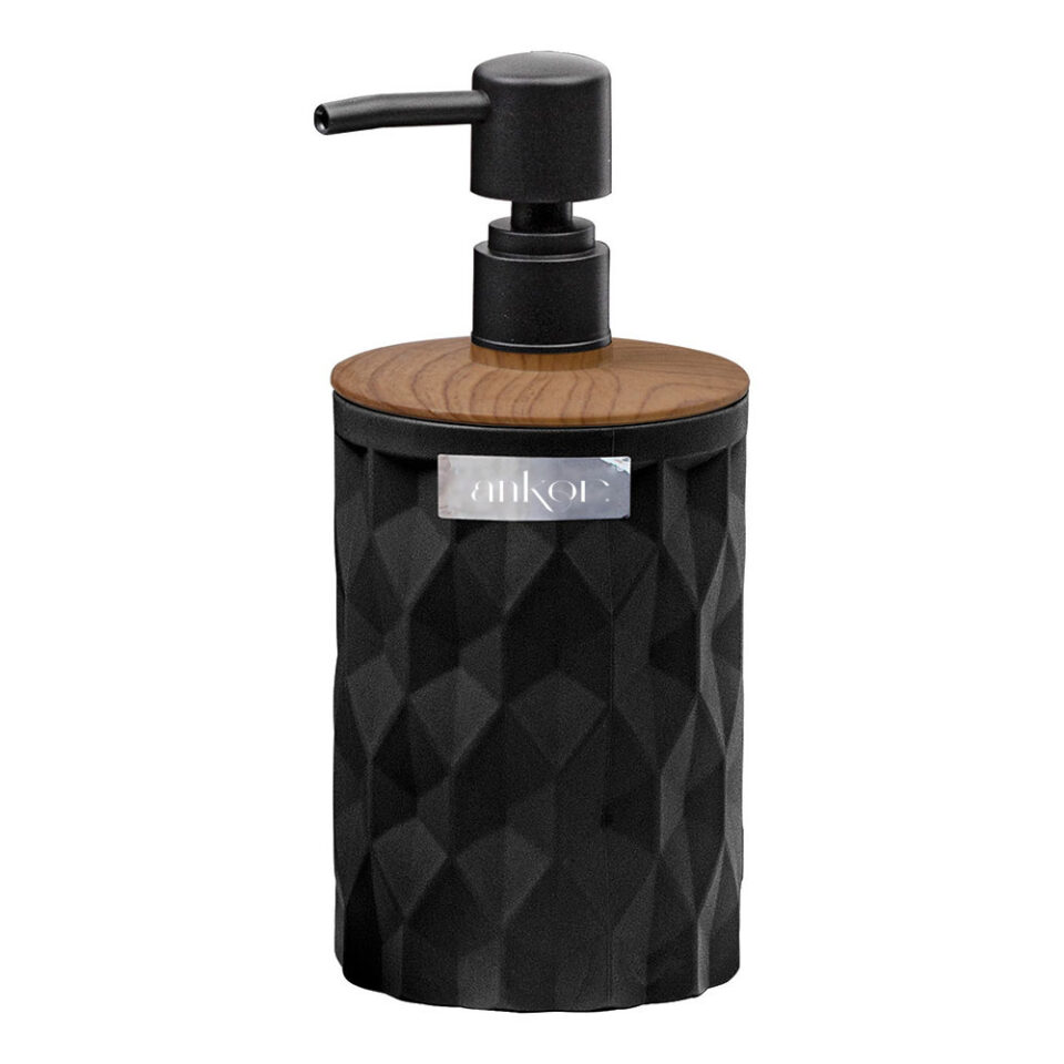 DISPENSER ΠΛΑΣΤΙΚΟ ΜΑΥΡΟ ΔΙΑΜΑΝΤΙ ΜΕ ΕΦΕ ΞΥΛΟΥ 8,5x9x18,8εκ.