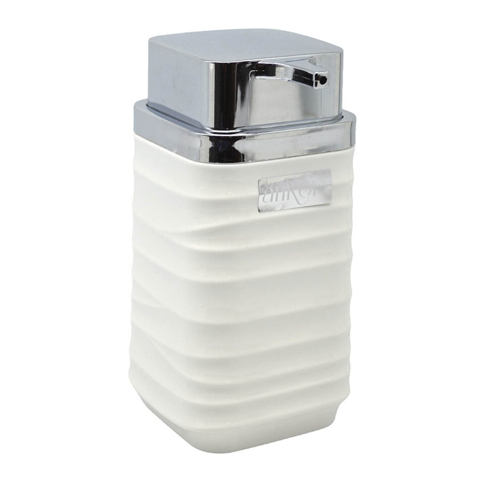 DISPENSER ΠΛΑΣΤΙΚΟ ΑΣΠΡΟ LUNA ΜΕ ΑΣΗΜΙ ΚΑΠΑΚΙ 7x7x14,5 εκ.
