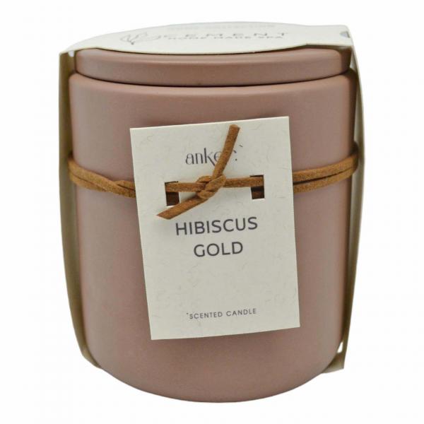 ΑΡΩΜΑΤΙΚΟ ΚΕΡΙ HIBISCUS GOLD ΣΕ ΤΣΙΜΕΝΤΕΝΙΟ ΔΟΧΕΙΟ ΜΕ ΚΑΠΑΚΙ 8,8x8,8x10εκ.